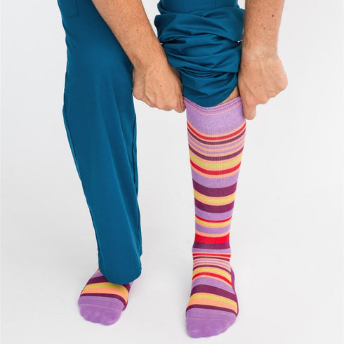 3 Pack - Compression Socks - Purple + Orange/Knee-High